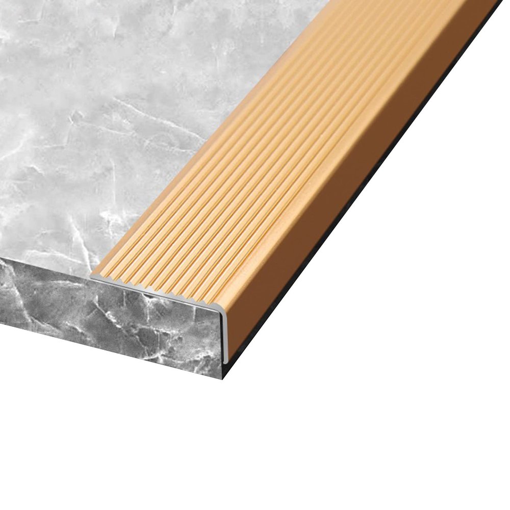 Cuttable Aluminum Stair Edge Protector, Gold, 90 cm/35 in