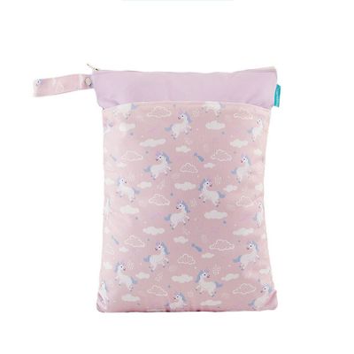 Treer Baby Wet Bag 30 x 40 cm, Pink Unicorn, Double-Zip Wet/Dry Organizer