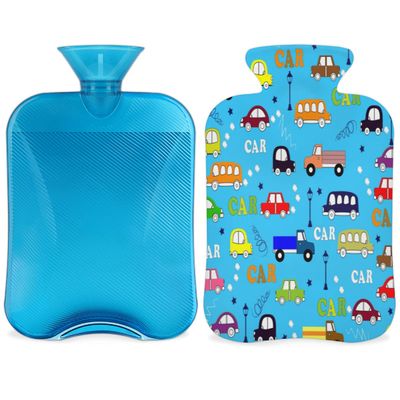 Car-Shaped Hot Water Bottle with Plush Cover, 2 L