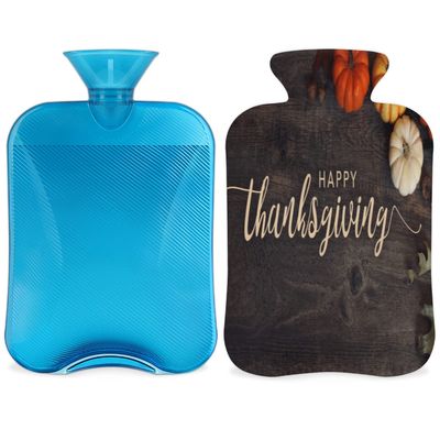 Happy Thanksgiving Hot Water Bottle with Soft Cover, 2 L