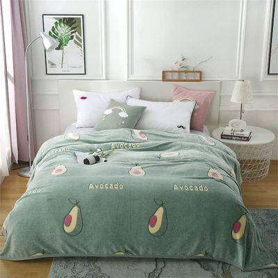 Surwin Soft Flannel Fleece Blanket, Avocado Green, 180 x 200 cm