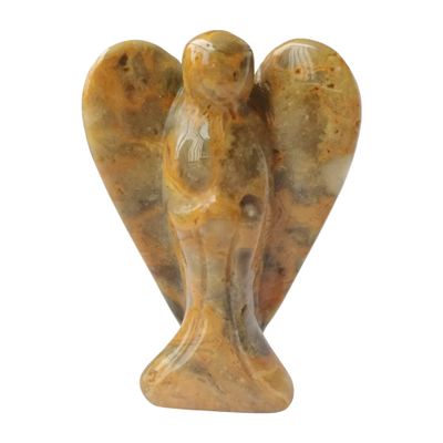 Manekieko Natural Onyx Healing Crystal Angel Statue