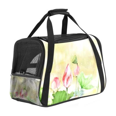 Pet Carrier with Lotus Pattern, Soft Sides, Foldable and Airline-Approved