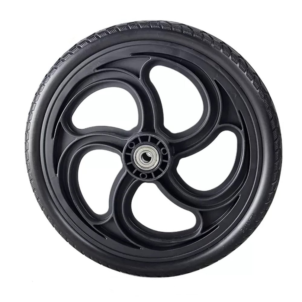 GHARAZ 12-Inch Manual Wheelchair Rear Wheel, 12 x 1.75, Non-Pneumatic, Anti-Slip (Black, 1 pc)