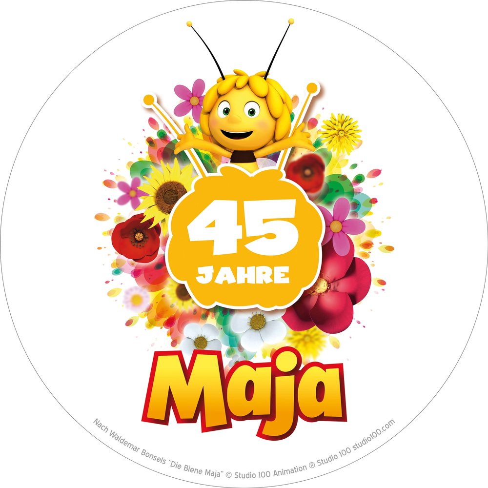 Maya the Bee 45th Anniversary Cake Topper, Round, 16–38 cm (18 cm)