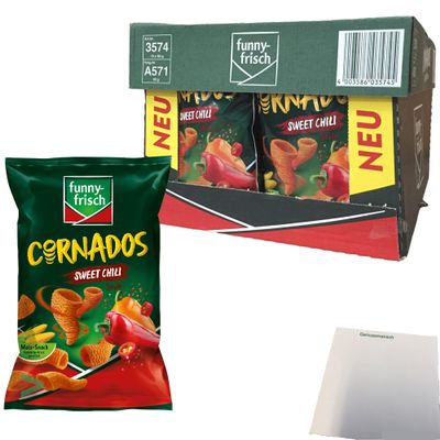 funny-frisch Cornados Sweet Chili Corn Snack, 16-Pack (16 x 80 g Bags) + usy Block