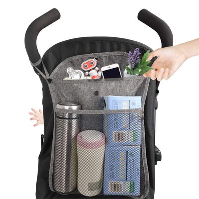 Stroller Organizer Bag with Large Mesh Storage Compartment, Gray