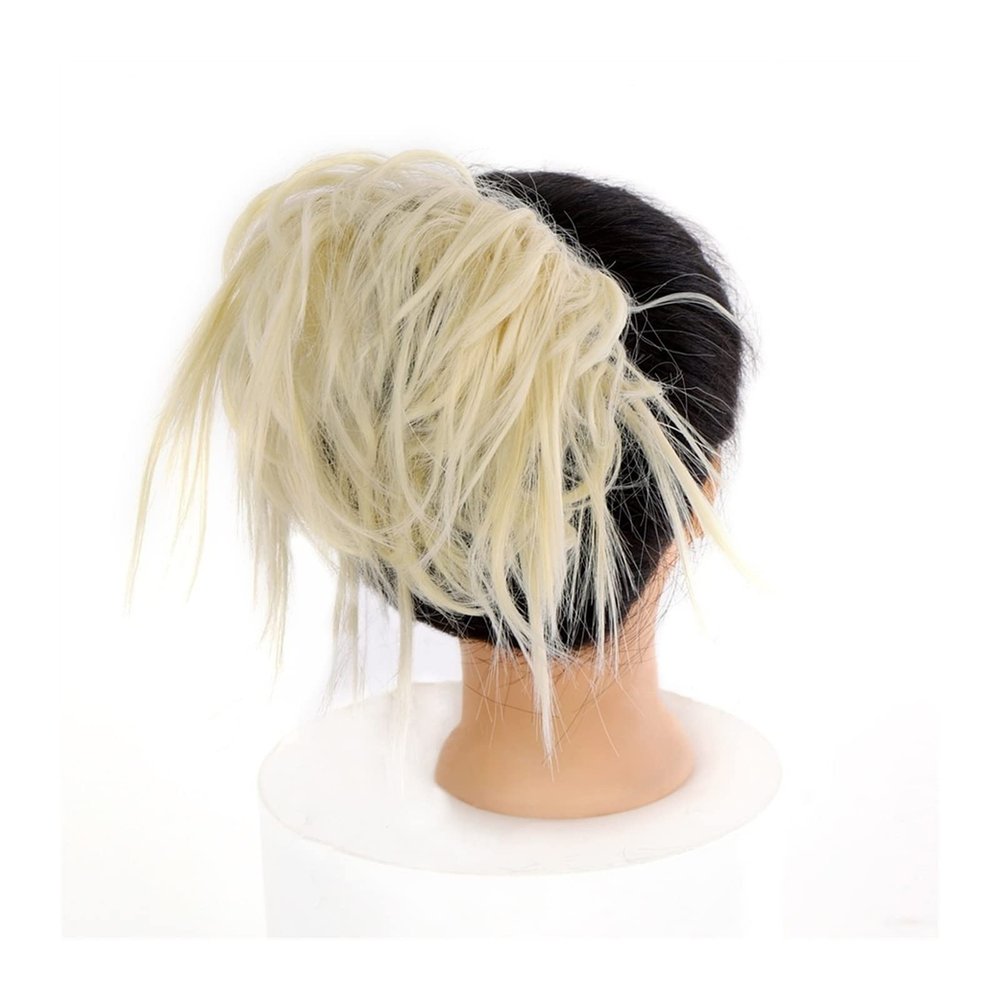 Messy Bun Hair Extension with Elastic Band, Tousled Updo Wavy Synthetic Hairpiece
