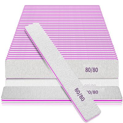50-Piece 80/80 Grit Nail Files for Gel and Acrylic Nails