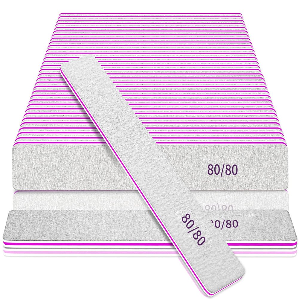 50-Piece 80/80 Grit Nail Files for Gel and Acrylic Nails