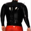 Black Sexy Inflatable Latex Shirt with Long Sleeves and Rear Zipper, Transparent Black, XXL view 2