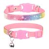 Pink Rhinestone Cat Collar with Bell, Sparkly Soft Velvet view 1