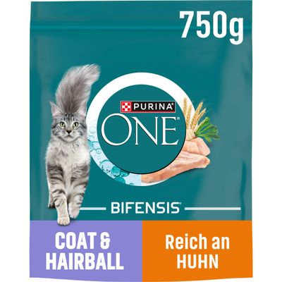 PURINA ONE BIFENSIS Coat & Hairball, Rich in Chicken, 6 x 750 g