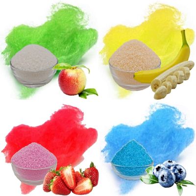 4 x 100 g Flavored Sugar Set for Cotton Candy: Apple, Banana, Strawberry & Blueberry