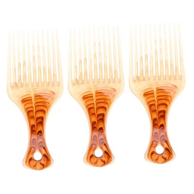 LALAFINA 3-Piece Hair Pick Comb Set for Curly Hair, Coffee Color