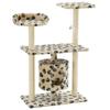 Cat Scratching Post with Cat Cave, Plush Toys and Sisal, 95 cm, Beige, Paw Print Design view 1