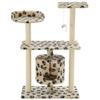 Cat Scratching Post with Cat Cave, Plush Toys and Sisal, 95 cm, Beige, Paw Print Design view 2