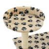 Cat Scratching Post with Cat Cave, Plush Toys and Sisal, 95 cm, Beige, Paw Print Design view 4