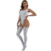 FEESHOW Women's Nylon Bodystocking Set, White, XL view 3