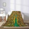 3D Peacock and Vintage Botanical Micro-Flannel Blanket view 1