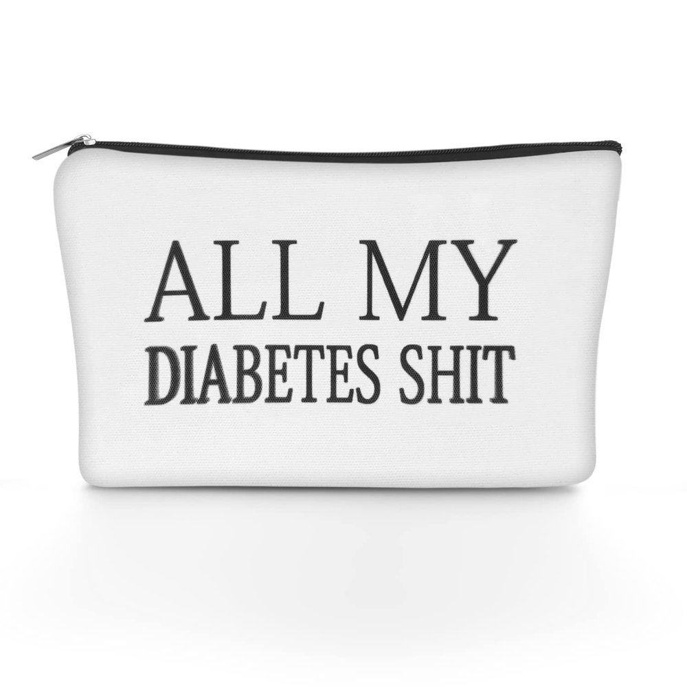 ALLY-MAGIC Y4ALLLXB Funny Diabetes Travel Bag with "All My Diabetes Shit" Print, Diabetes Tote Bag, Gift for Diabetics, Emergency Patients, 9.8 x 7.5