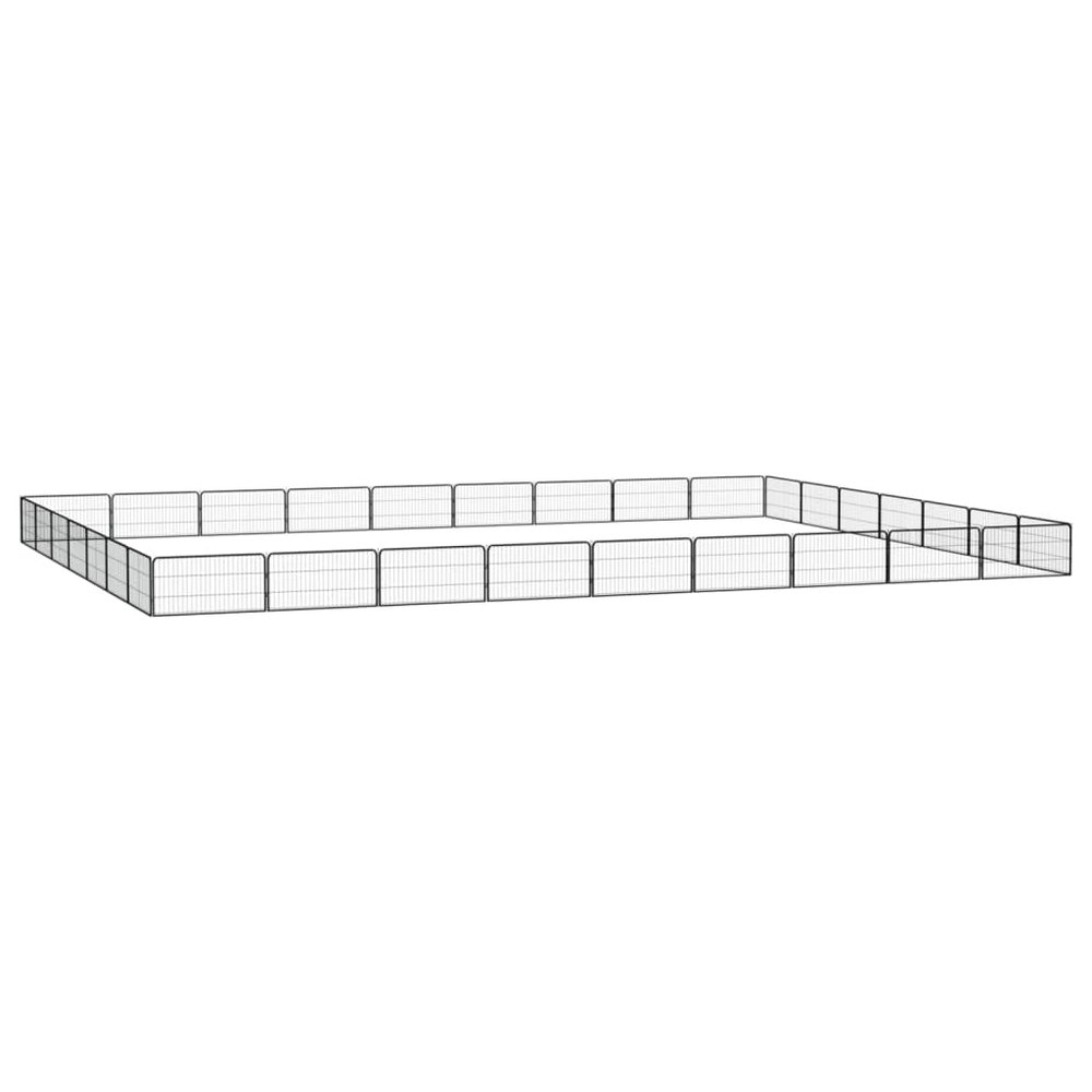 vidaXL 32-Piece Black Steel Dog Playpen 100 x 50 cm
