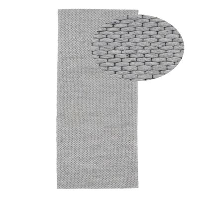 carpetfine Sina Wool Rug, Soft Gray Runner, 75 x 200 cm