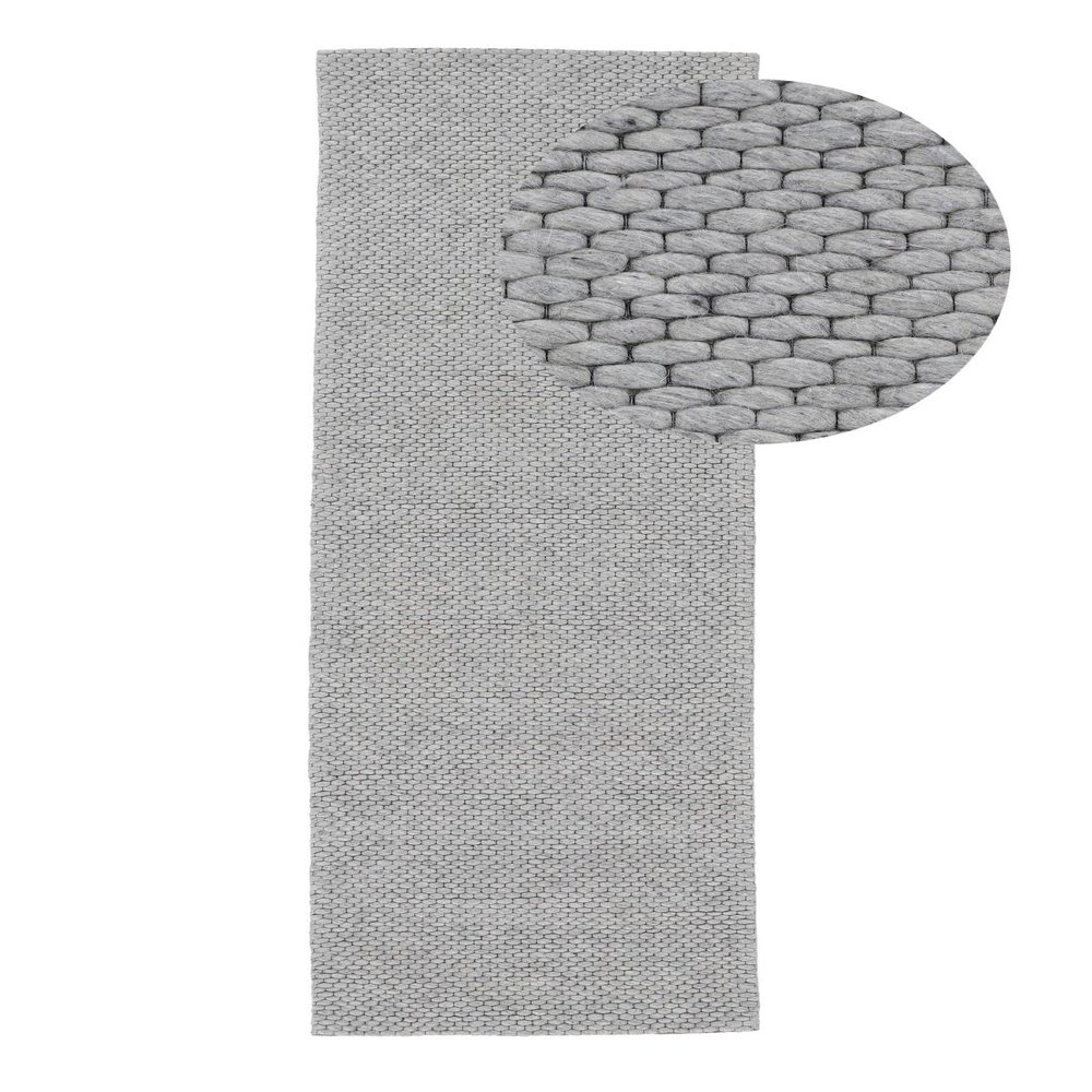 carpetfine Sina Wool Rug, Soft Gray Runner, 75 x 200 cm