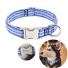 TONYFY Adjustable Dog Collar, Soft Webbing, Vintage Plaid, Black, S view 4