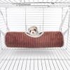 Warm Plush Ferret Tunnel Hammock Bed for Small Pets, Brown view 2