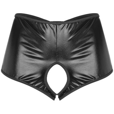 iiniim Women's Wetlook Open String Briefs
