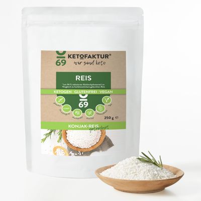 Dried Konjac Rice No. 69 – Keto & Low Carb Shirataki Rice, Gluten-Free, Vegan, High-Fiber – 1 Pack (Approx. 250 g)