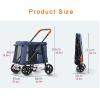 Premium Luxury 4-Wheel Dog Stroller for Large Dogs, Foldable Pet Carrier, Gray view 4