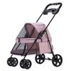 ACiyD Pet Stroller for Cats and Small Dogs with Cup Holder and Rain Cover, Zebra (Pink) view 1