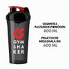 GYMSHAKER Protein Shaker 800 ml – BPA-Free Fitness Shaker, Black/Red view 3