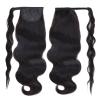 12–26 in Long Wavy Brazilian Human Hair Wraparound Ponytail Extension, Black Wavy view 2
