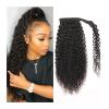 HIHELO 12–26 Inch Curly Human Hair Ponytail Extensions, Wrap-Around, Black, 14 Inches 120 g view 1