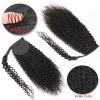 HIHELO 12–26 Inch Curly Human Hair Ponytail Extensions, Wrap-Around, Black, 14 Inches 120 g view 4