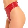 Runhomal Women’s Wet-Look Patent Leather Thong, High-Cut G-String, Open-Crotch Underwear, Red, L (S–4XL) view 3