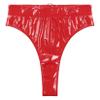 Runhomal Women’s Wet-Look Patent Leather Thong, High-Cut G-String, Open-Crotch Underwear, Red, L (S–4XL) view 4