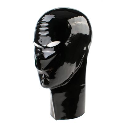 Rubberfashion Black Latex Hood Mask with Openings, 0.4 mm, XL
