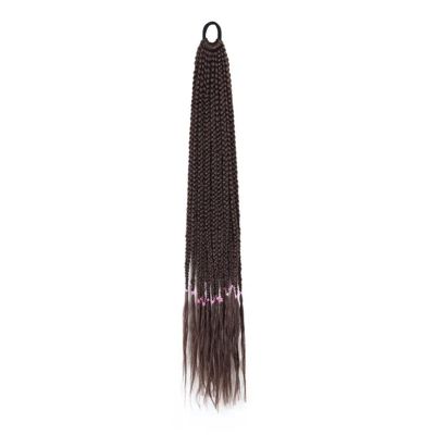 24-Inch Multicolor Braided Ponytail Hair Extension, Rainbow Synthetic Chignon, Color A33