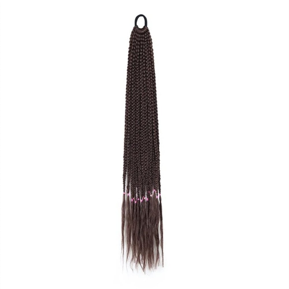 24-Inch Multicolor Braided Ponytail Hair Extension, Rainbow Synthetic Chignon, Color A33