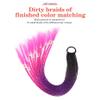 24-Inch Multicolor Braided Ponytail Hair Extension, Rainbow Synthetic Chignon, Color A33 view 2
