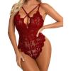 Women's Sexy Lace Cutout Bodysuit Lingerie, See-Through Catgirl One-Piece Babydoll Negligee view 1