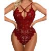Women's Sexy Lace Cutout Bodysuit Lingerie, See-Through Catgirl One-Piece Babydoll Negligee view 4