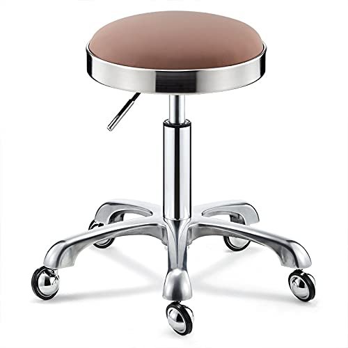 Adjustable Salon Stool with Stainless Steel Base, Color E