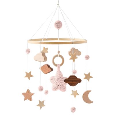 Wooden and Felt Ball Mobile for Baby Cribs and Nurseries