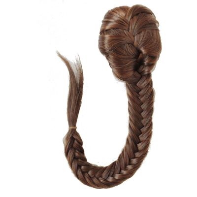 20-Inch Fishtail Braid Ponytail Hairpiece, Synthetic Drawstring Clip-In, Natural Black