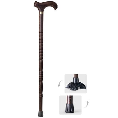 SEVEEZ Walking Cane for Men and Women, Sturdy Wooden Cane for Older Adults, Lightweight Traditional-Style Walking Aid (Color: Dark Brown-4, Size: 85 cm)